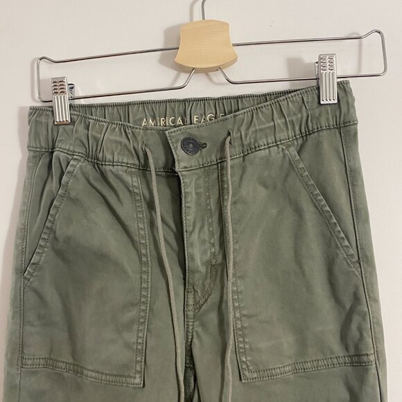 American Eagle Olive Crop Pant with Drawstring, 4R - Picture 3 of 9